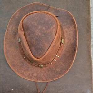 Vintage Brown Leather Cowboy Hat